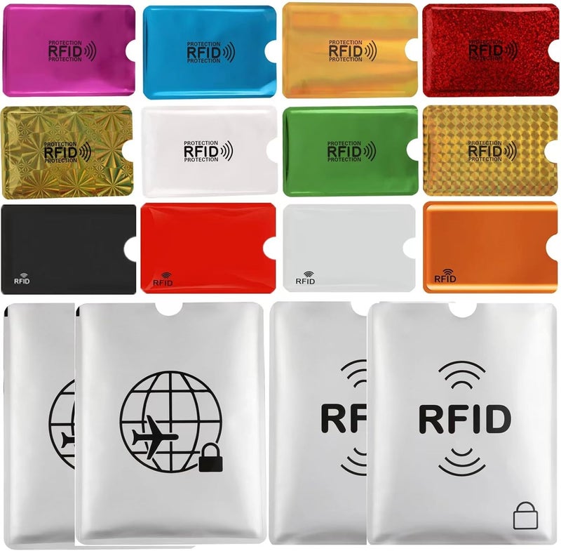 Schembo 16 RFID Blocking Sleeves Set (12 Colorful Credit Card Protector RFID Blocking Sleeve & 4 RFID Passport Holder). Effectively Protect Your Credit, Debit, and ID Cards From Electronic Theft. - Image 1